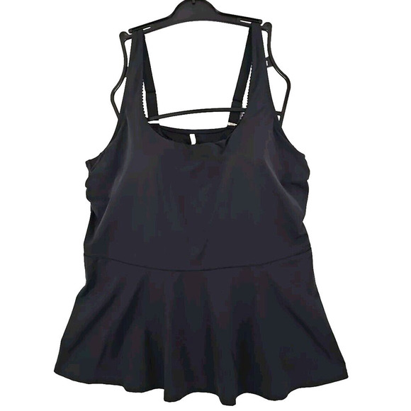 Lands'End ~Woman Plus Size 22W~ Black Swim Top Solid Adjustable Padded Tank. - Picture 1 of 9